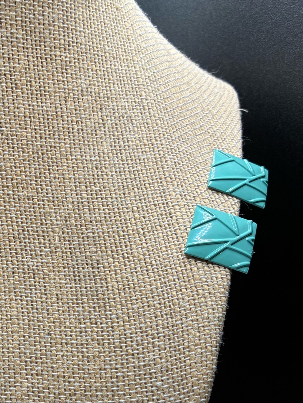 Vintage Turquoise Geometric Statement Clip-On Earrings - Women Jewelry